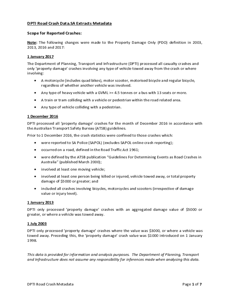 Fillable Online data sa gov Department for Infrastructure and Transport ...