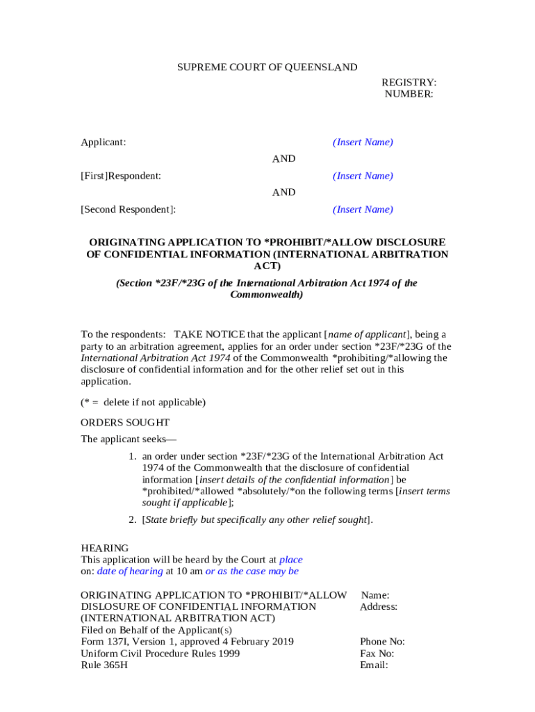 Uni Civil Procedure Rules 1999 137I Originating application to