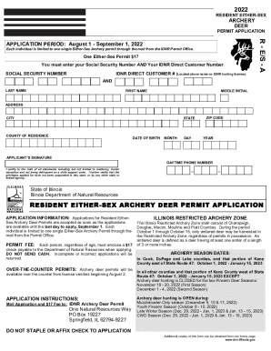 SEX ARCHERY DEER PERMIT APPLICATION - Illinois