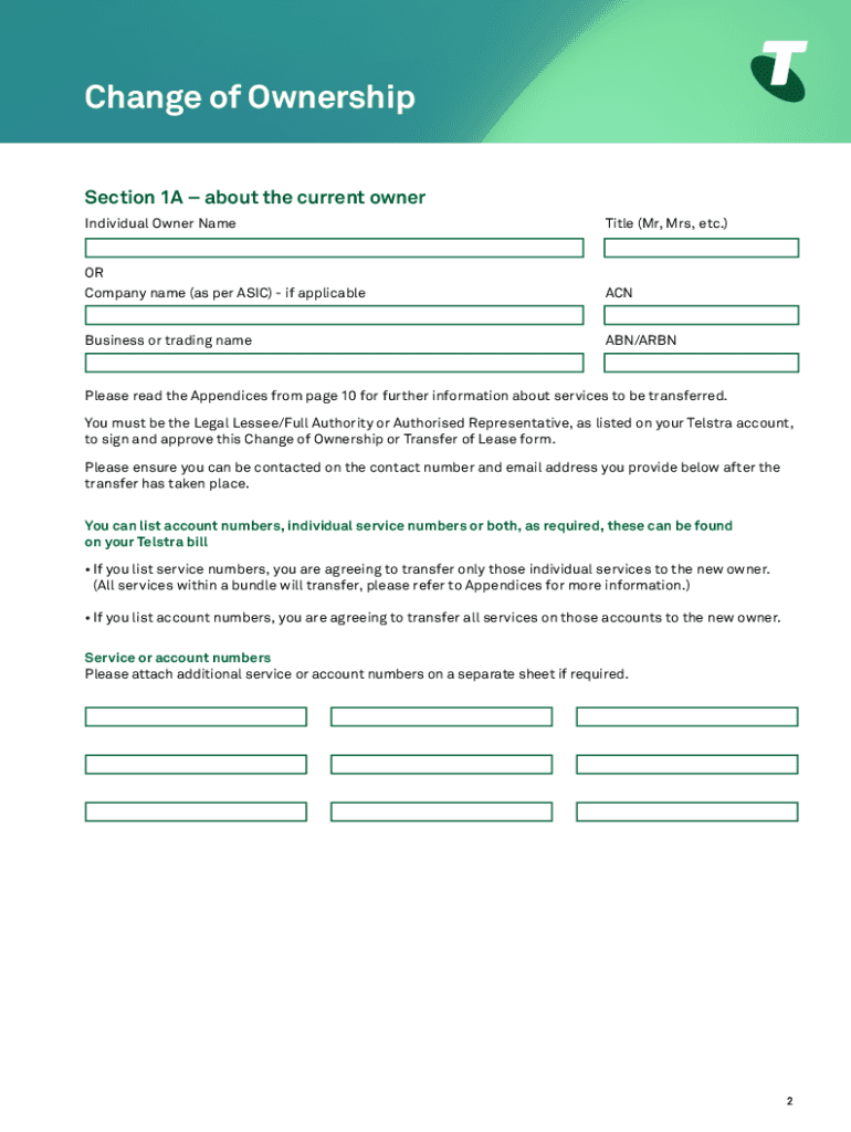 australia change ownership service Preview on Page 1