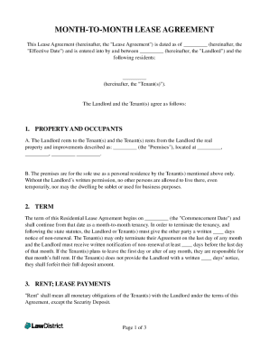 Fillable Online agreement.docx - MONTH-TO-MONTH LEASE AGREEMENT The Month-To-Month ... Fax Email ...