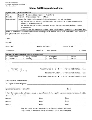 School Drill Documentation Form. School Drill Documentation Form