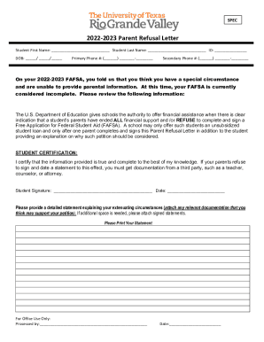 Fillable Online 2022-2023 Request for Independent Status - UTRGV Fax ...