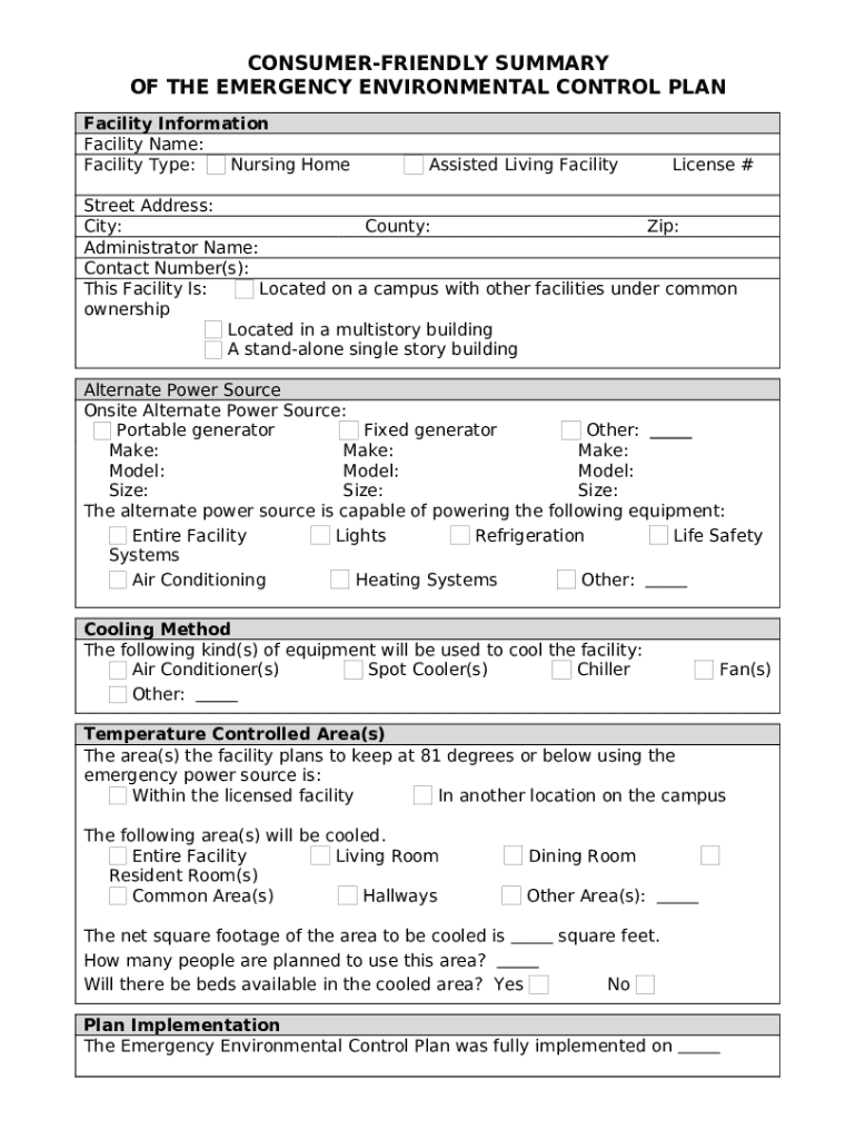 CONSUMERFRIENDLY SUMMARY OF THE EMERGENCY ENVIRONMENTAL CONTROL PLAN