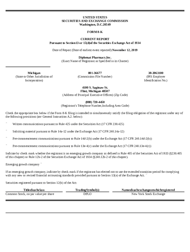 Diplomat Pharmacy, Inc. (. EDGAR Online Pro Doc Template pdfFiller