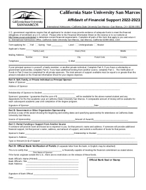 Financial Affidavit - California State University San Marcos