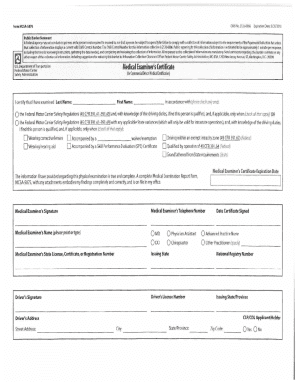 Medical examiner certificate. Medical examiner certificate