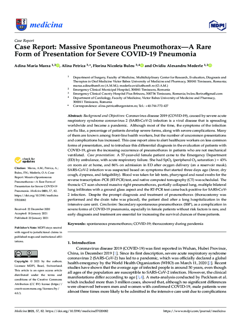 Fillable Online Case Report Massive Spontaneous PneumothoraxA Rare Form of PubMed Fax