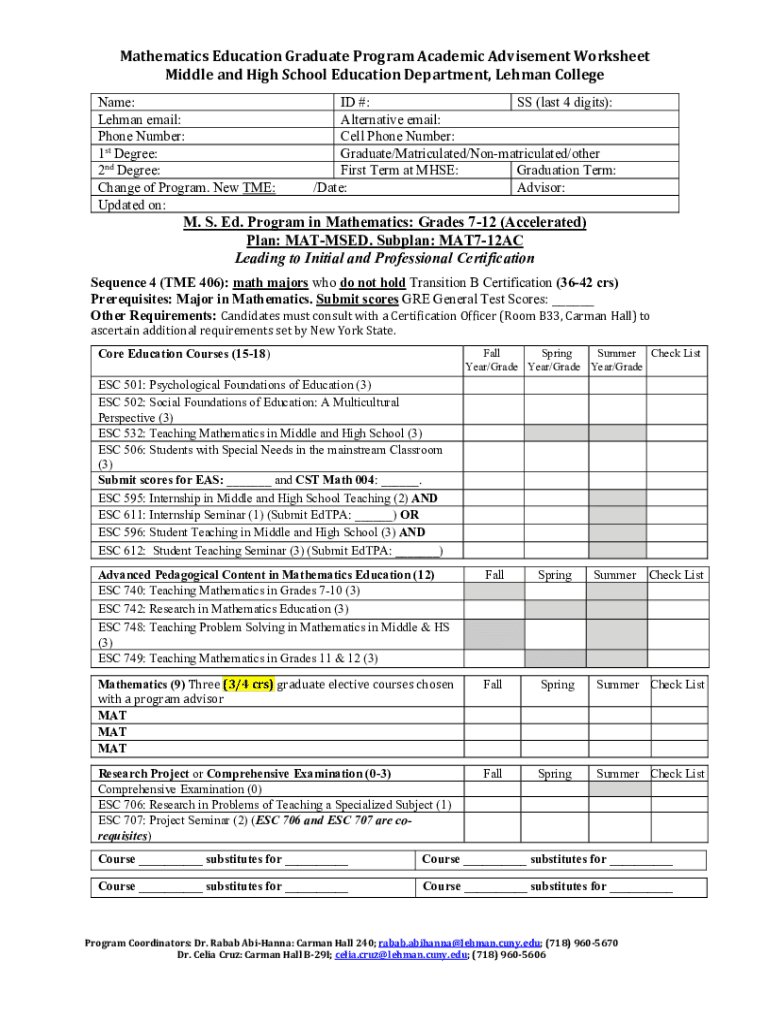 Fillable Online advising.unc.eduplanworksheetsPlan Your Courses with