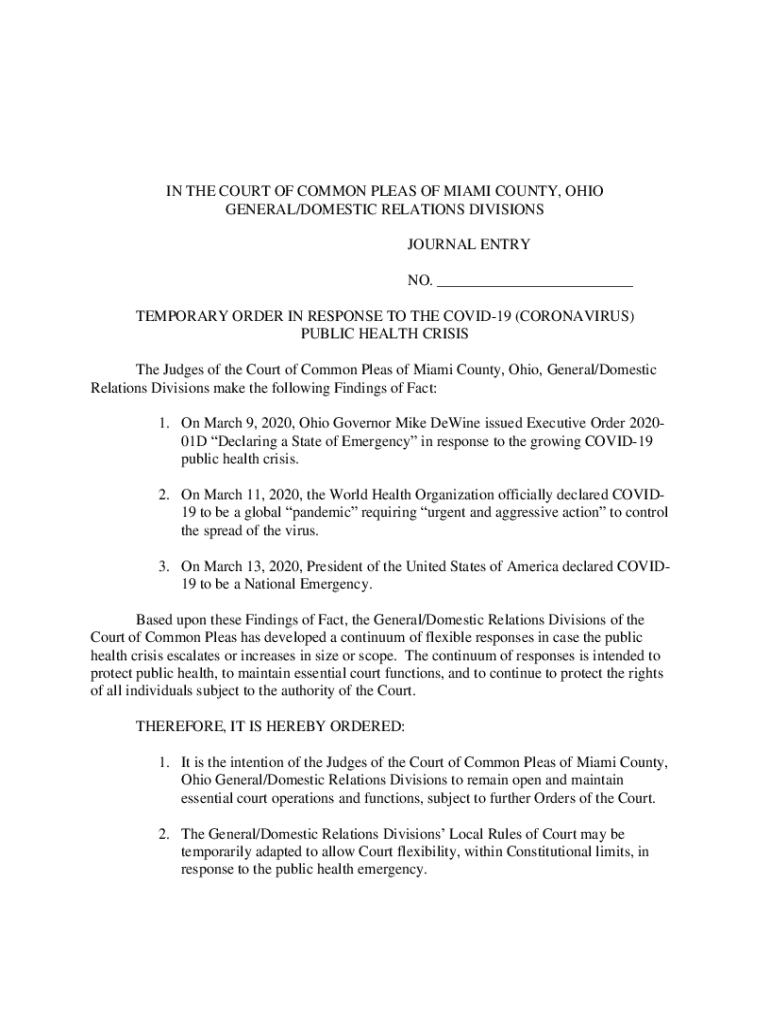 Fillable Online IN THE COURT OF COMMON PLEAS OF MIAMI COUNTY, OHIO