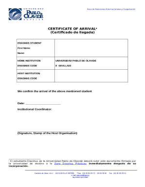 (Certificado de llegada)