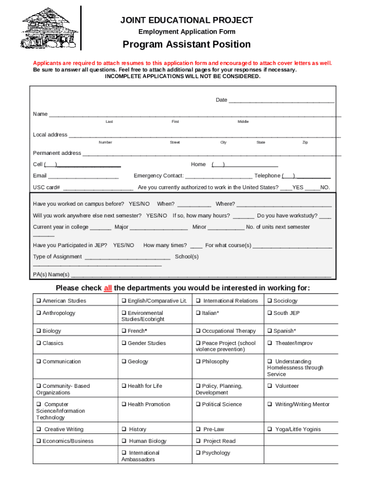 Sample Employment Application - Large 