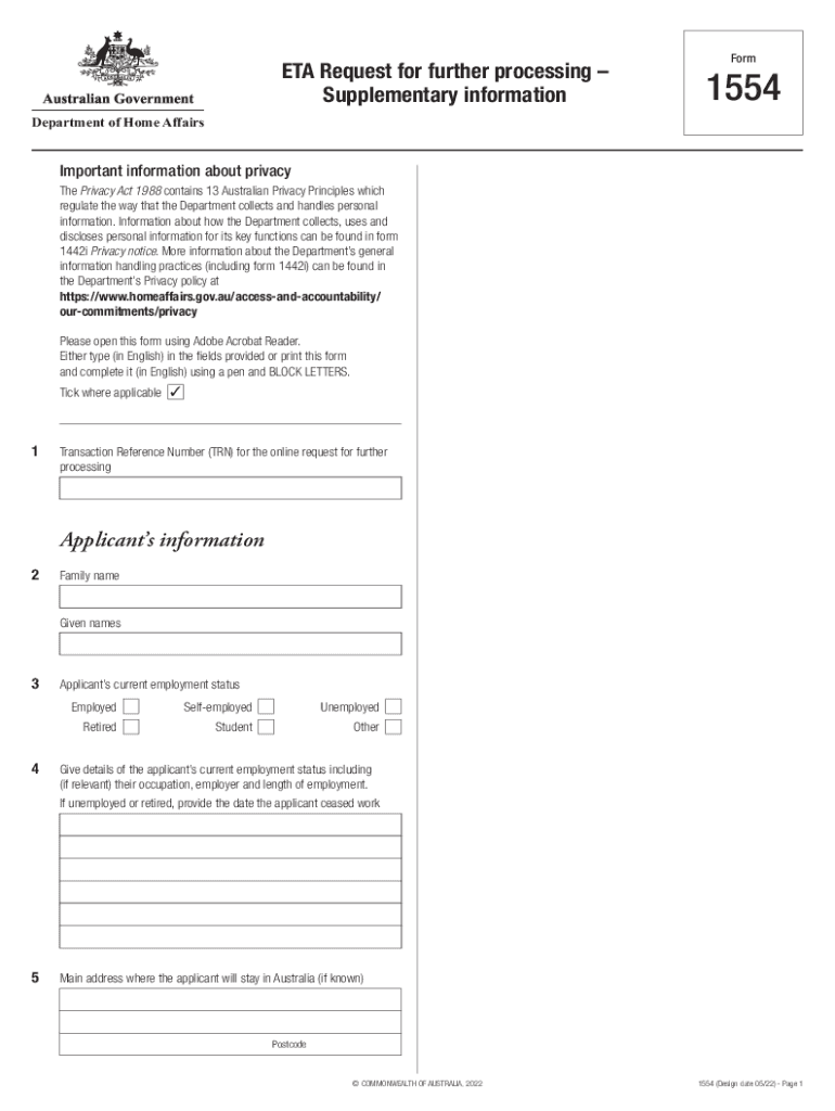 form 1554 Preview on Page 1