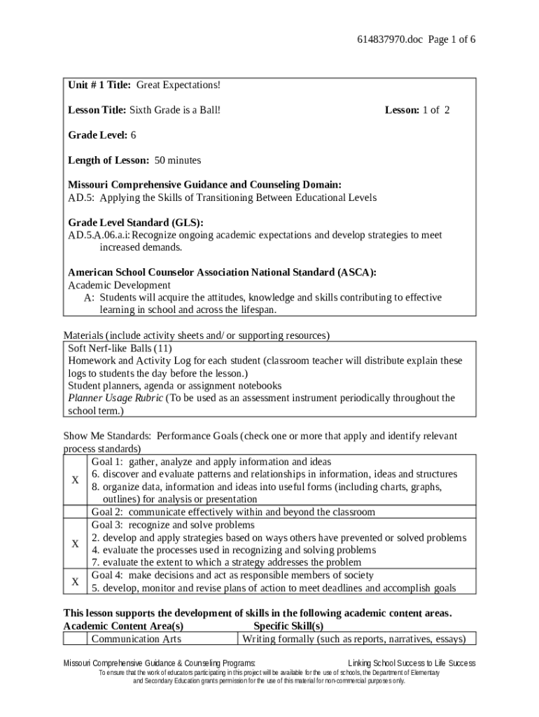  Sixth Grade is a Ball! Materials/Special Preparations Required 11
