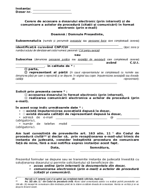 Romania Court Electronic Case Access Request