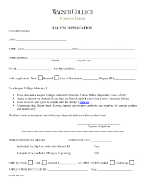 Wagner College Alumni Library Application