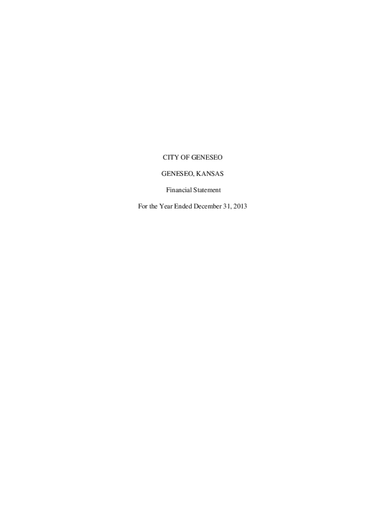 Fillable Online CITY OF GENESEO GENESEO, KANSAS Financial Statement For ...