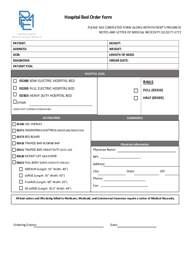 Fillable Online Bed Order Form Webflow Fax Email Print pdfFiller