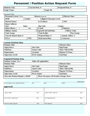 Personnel/Position Action Doc Template | pdfFiller
