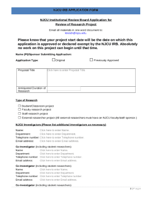 NJCU IRB Application form - New Jersey City University