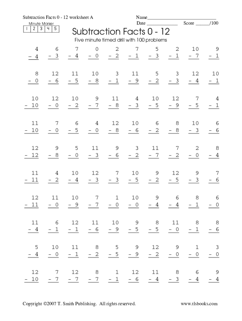 Fillable Online Subtraction Worksheets Math Drillssubtraction Worksheets Math Fillable Online Subtraction Worksheets Math Drillssubtraction Worksheets Math