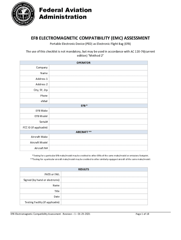 EFB EMC Assessment Checklist EFB Electromagnetic Compatibility (EMC) Assessment Preview on Page 1