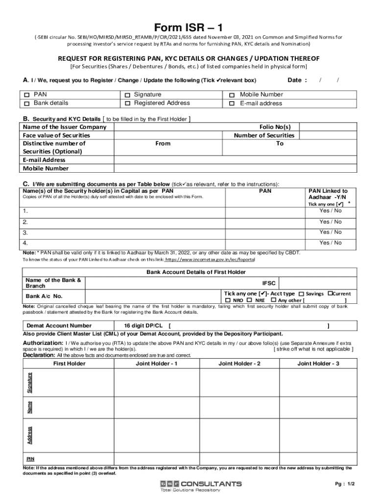 Request For Registering Pan, Kyc Details Or Changes / Updation Thereof ...