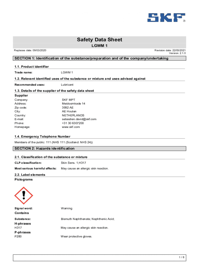 Fillable Online SKF Bearing Grease Extreme pressure low temperature