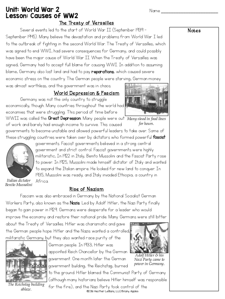 Fillable Online Unit World War 2 Lesson Causes Of WW2 Elizabeth Fillable Online Unit World War 2 Lesson Causes Of WW2 Elizabeth