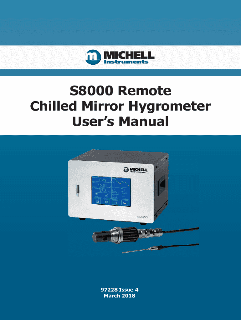 Fillable Online Michell S8000 Remote Manual Test & Measurement