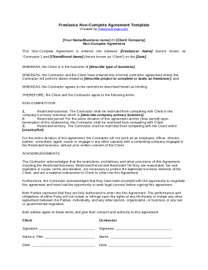 Non-Compete Agreement Template Free Sample &amp;amp; PDF
