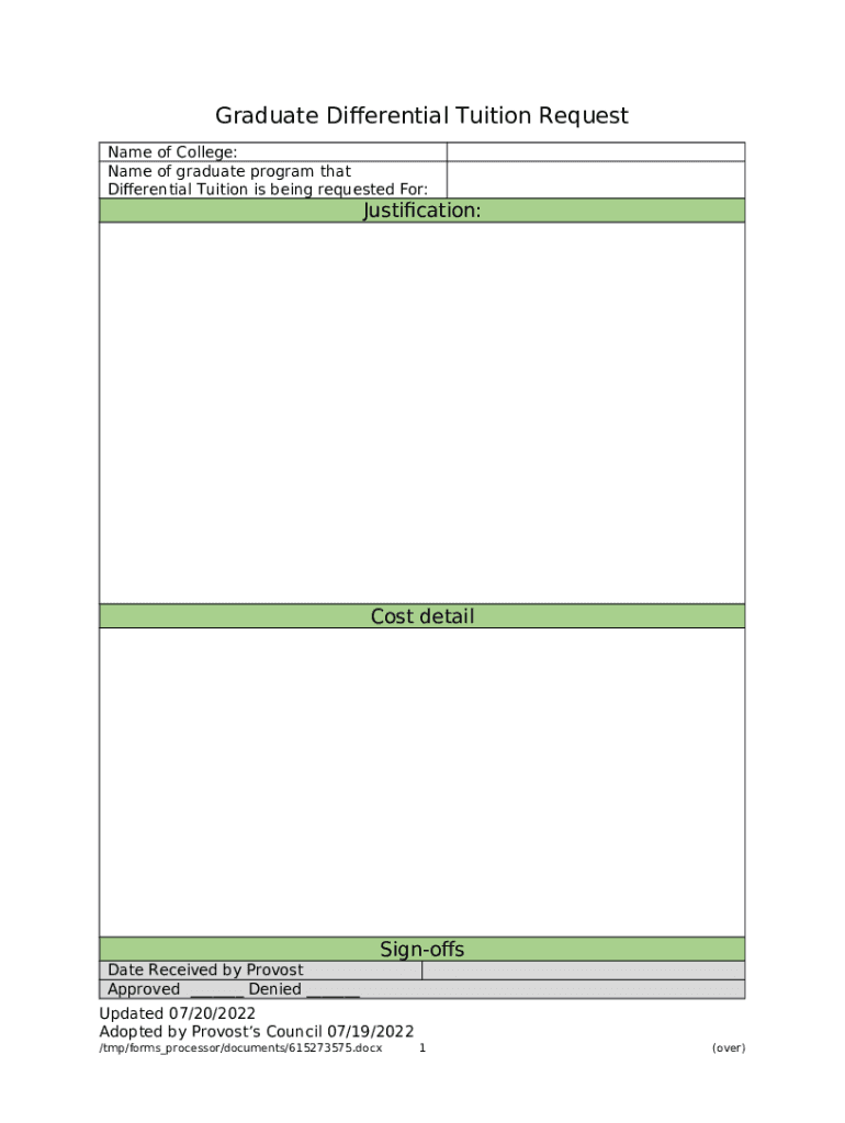DIFFERENTIAL TUITION REQUEST University of New Mexico Doc Template