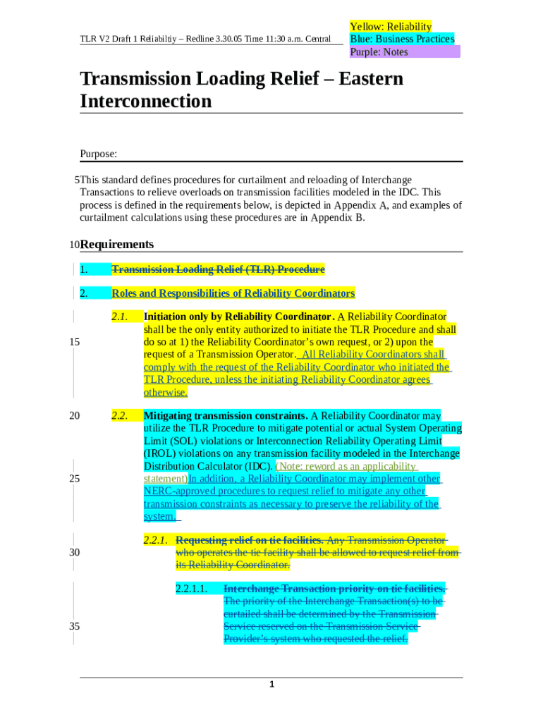 Transmission Loading Relief (TLR) Procedure North American Electric