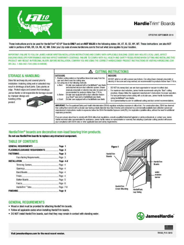 Fillable Online TR1502 HardieTrim HZ10 Installation Instructions