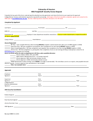 www.uh.edu human-resources formsUniversity of Houston HRIS PeopleSoft Security Access Request