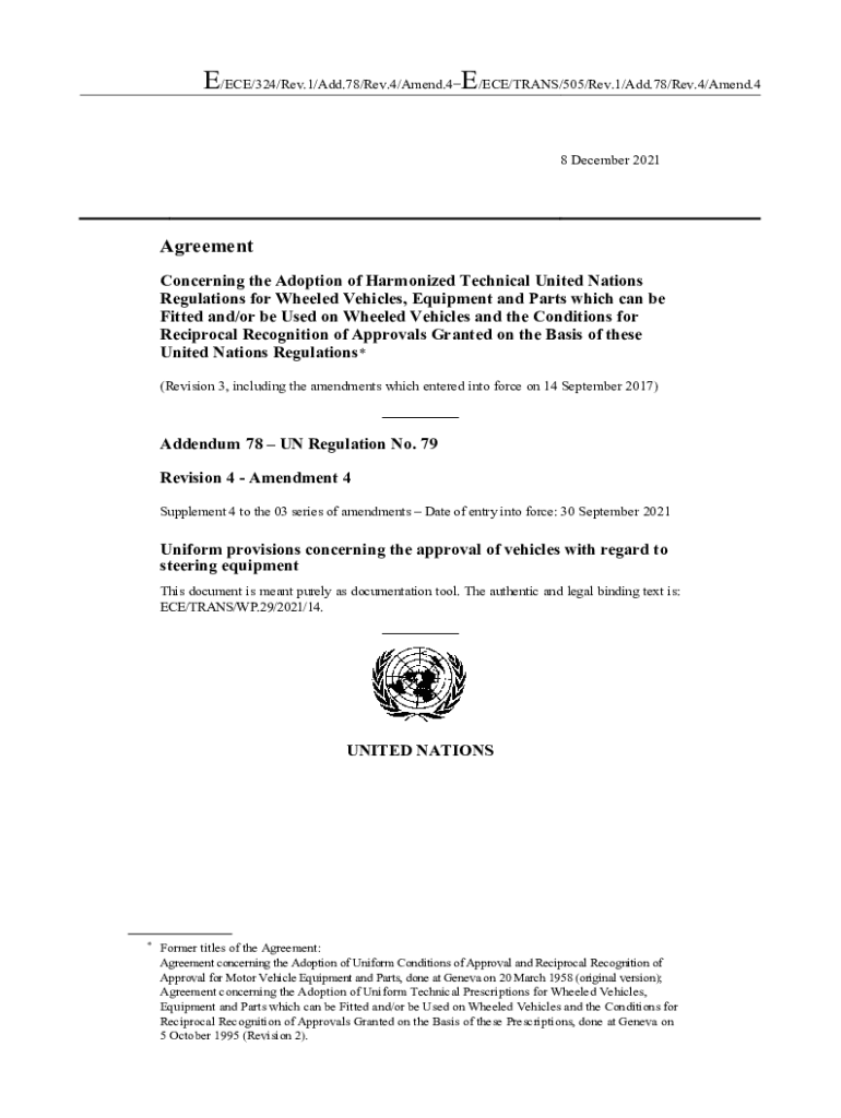 Fillable Online Addendum 78UN Regulation No. 79 Revision 4 - UNECE Fax ...