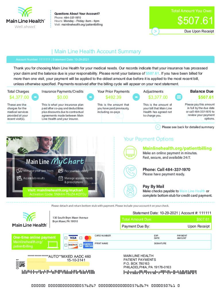 Fillable Online 507.61 Main Line Health Fax Email Print pdfFiller