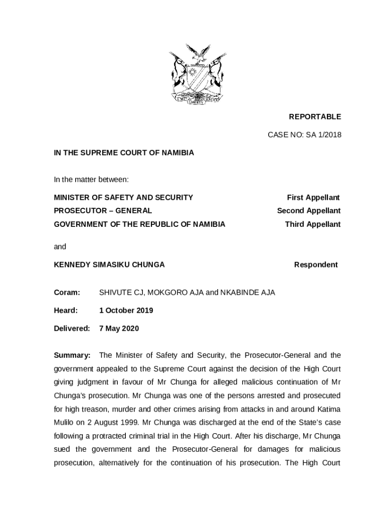 Minister of Safety and Security v Chunga NamibLII Doc Template