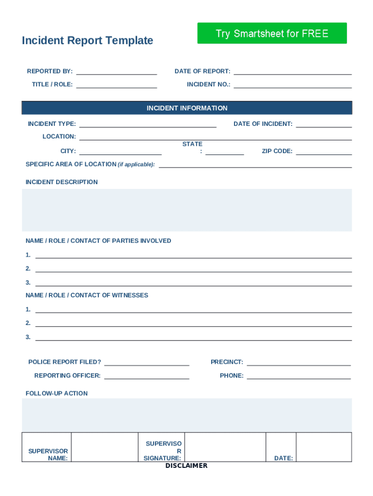 Incident-Report form docx - Incident Report Template REPORTED BY: WHS Preview on Page 1