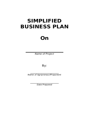 SIMPLIFIED BUSINESS PLAN On - Department of Agriculture