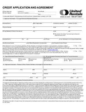 United Rentals Credit Application and Agreement