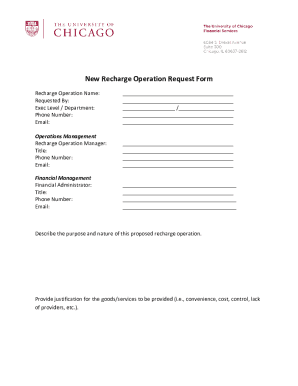 Fillable Online finserv uchicago New Recharge Operation Request Form ...
