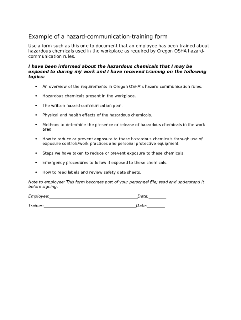 Example of a Oregon osha oregon Doc