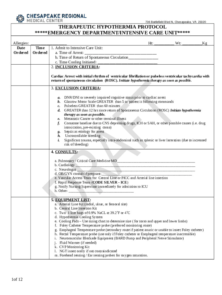Therapeutic Hypothermia Protocol in a Community Emergency Department