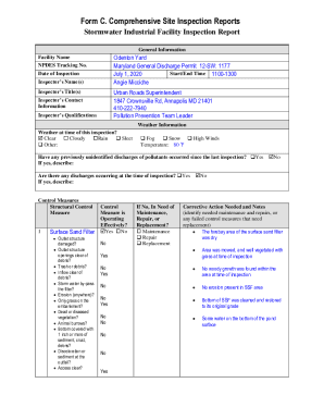 Form C. Comprehensive Site Inspection Reports - Anne Arundel County ...
