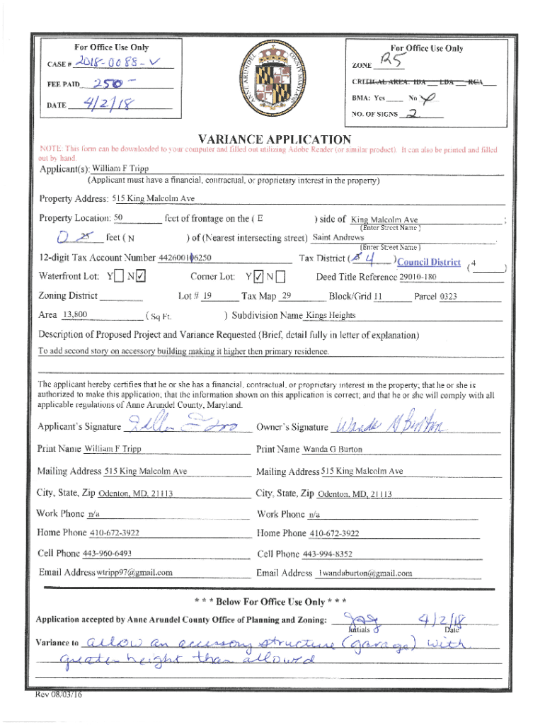 Fillable Online Tax District ( )Council District ,4 Anne Arundel