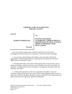 Washington Probate - Probate Forms - Alphabetized