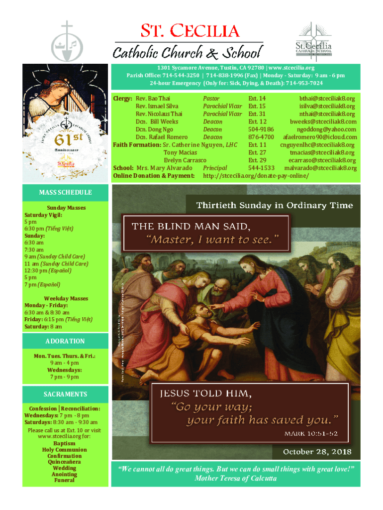 Fillable Online Document Uploads Bulletins St. Therese Church Fax Email