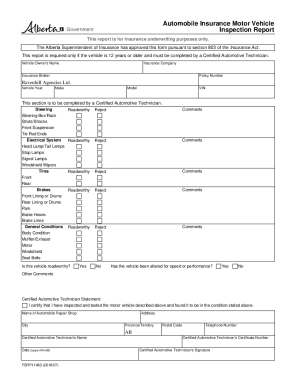 www.templateroller.comtemplate2075971Form FSRP11463 &amp;quot;Automobile Insurance Motor Vehicle Inspection ...