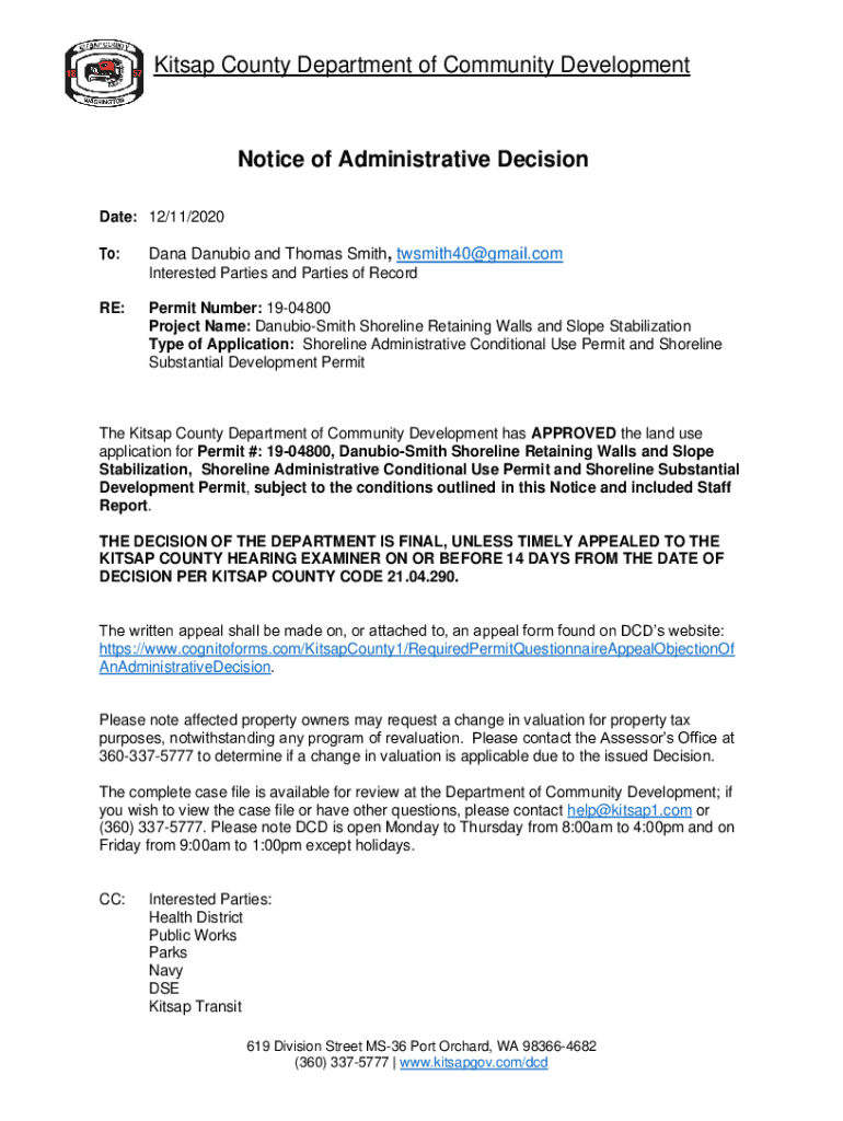 Fillable Online www.kitsap.govdcdAdminDecisionsKitsap County Department